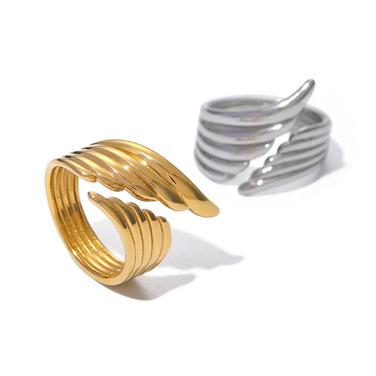 18K Gold Plated WING Open Ring (Adjustable)