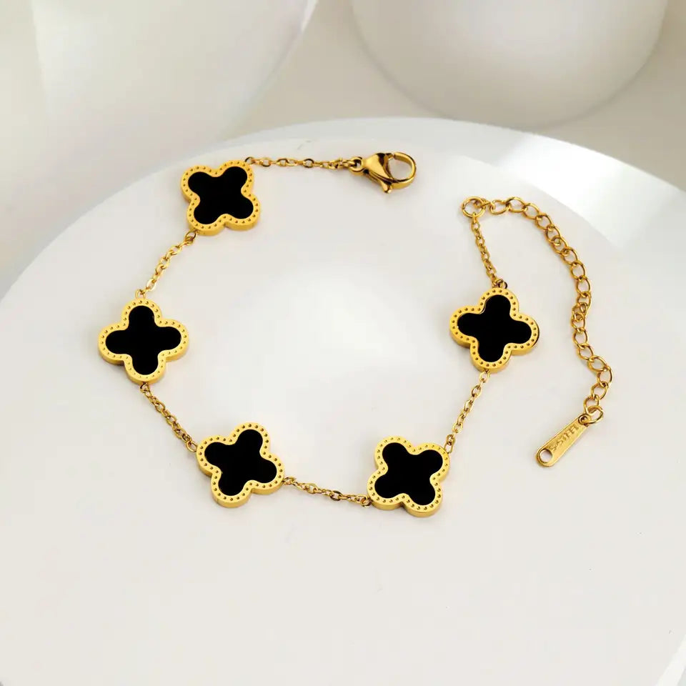 18k Gold Plated Four-Leaf Clover Bracelet