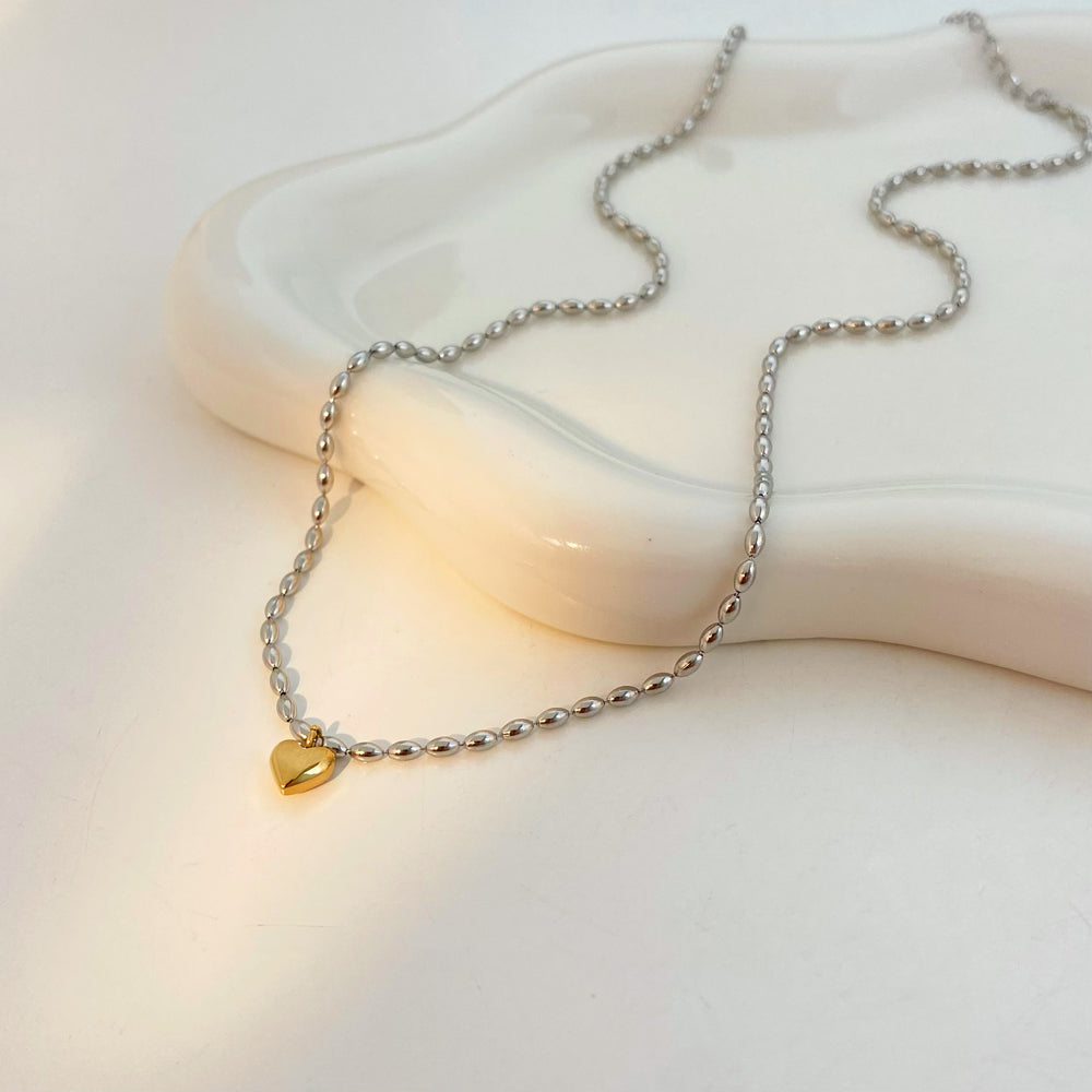 18K Gold Plated Two-Toned Heart Pendant Necklace