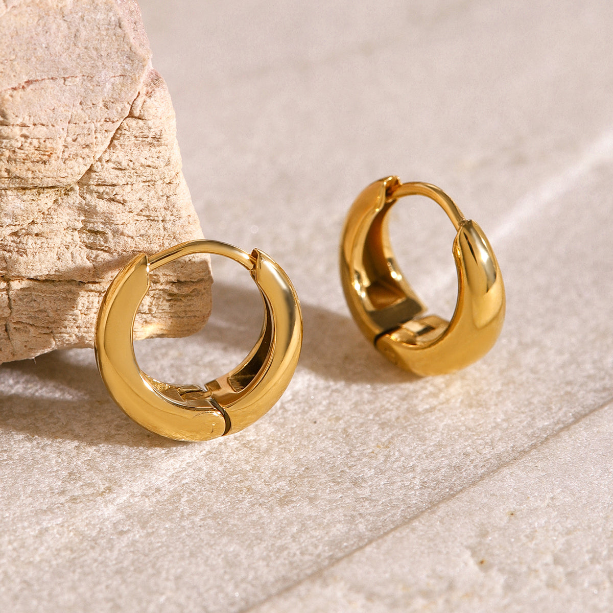 18K Gold Plated Geometric Huggie Hoop