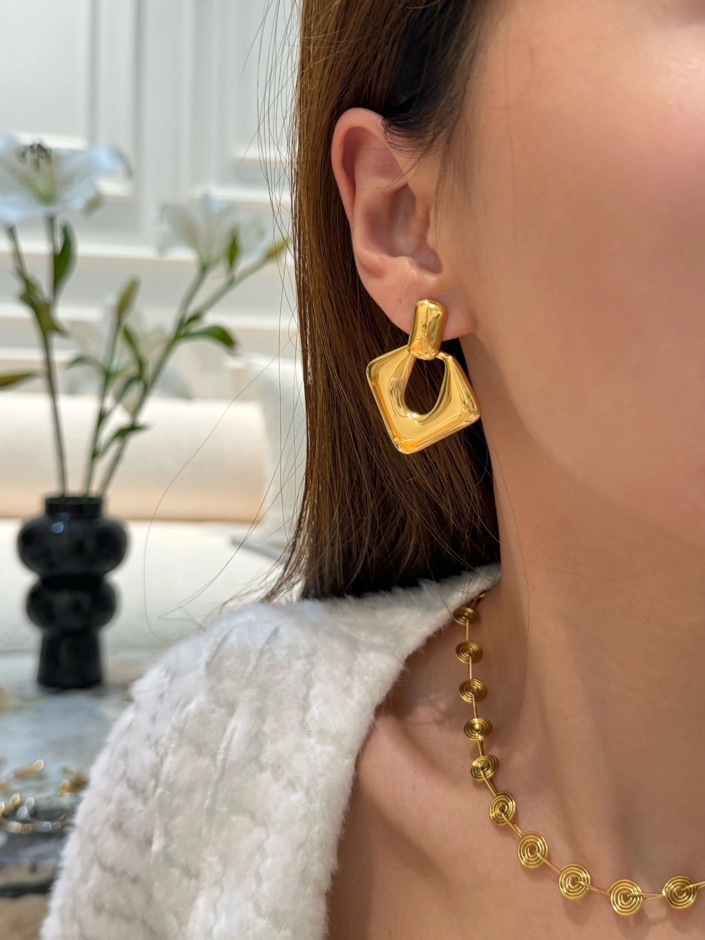 18K Retro Dangle Earrings