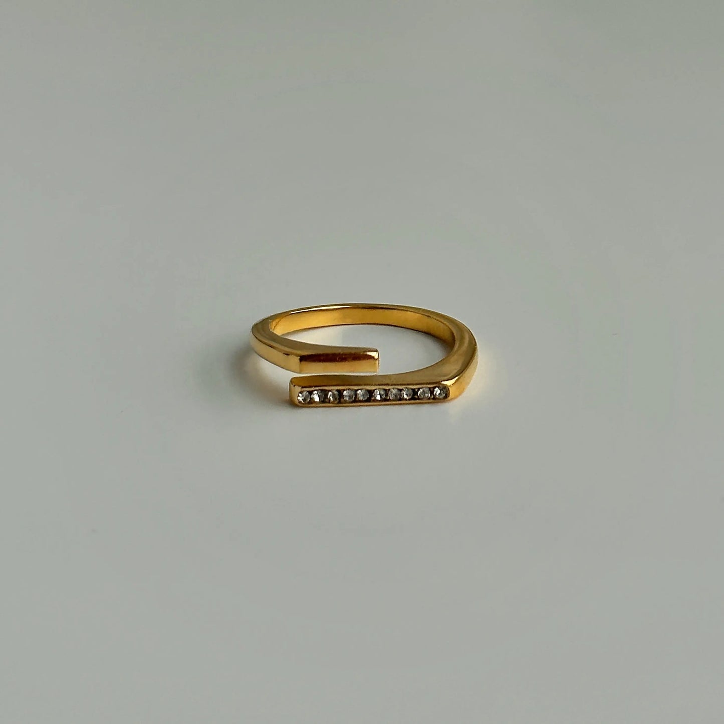 18K Gold Plated Geometric CZ Ring (Adjustable)