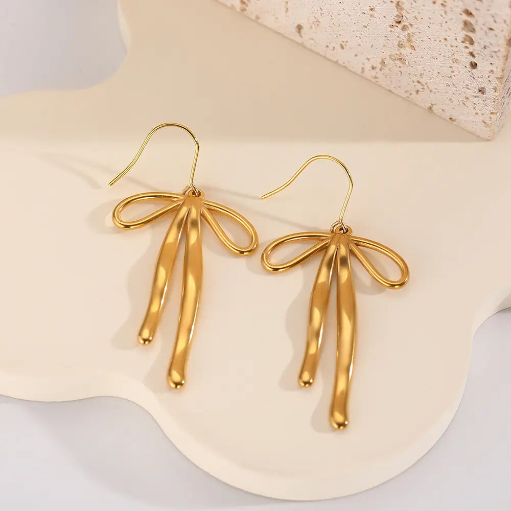 18K Gold Plated Bow-Knot Drop Earrings