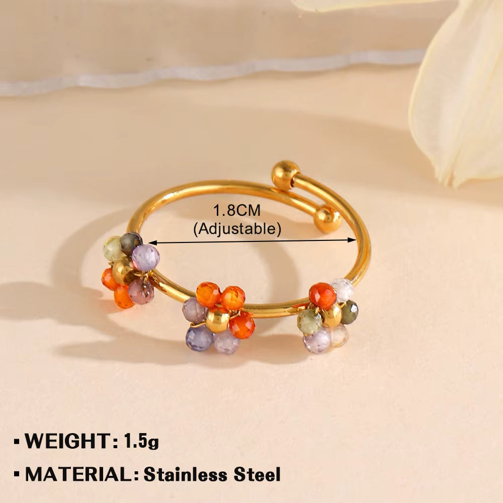18K Gold Plated Resin Flower Ring (Adjustable)