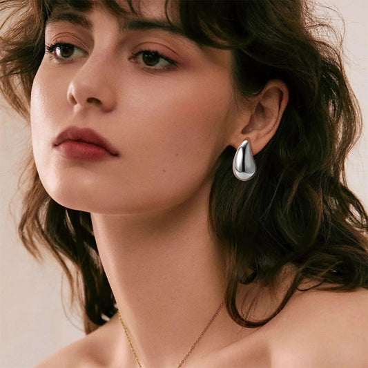 18K Gold Plated Hollow Water Drop Stud