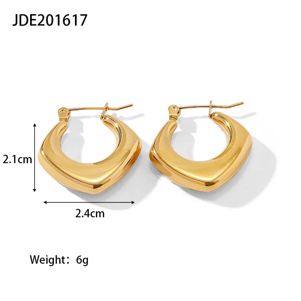 18k Gold Plated Chunky Hollowed Earrings (S)
