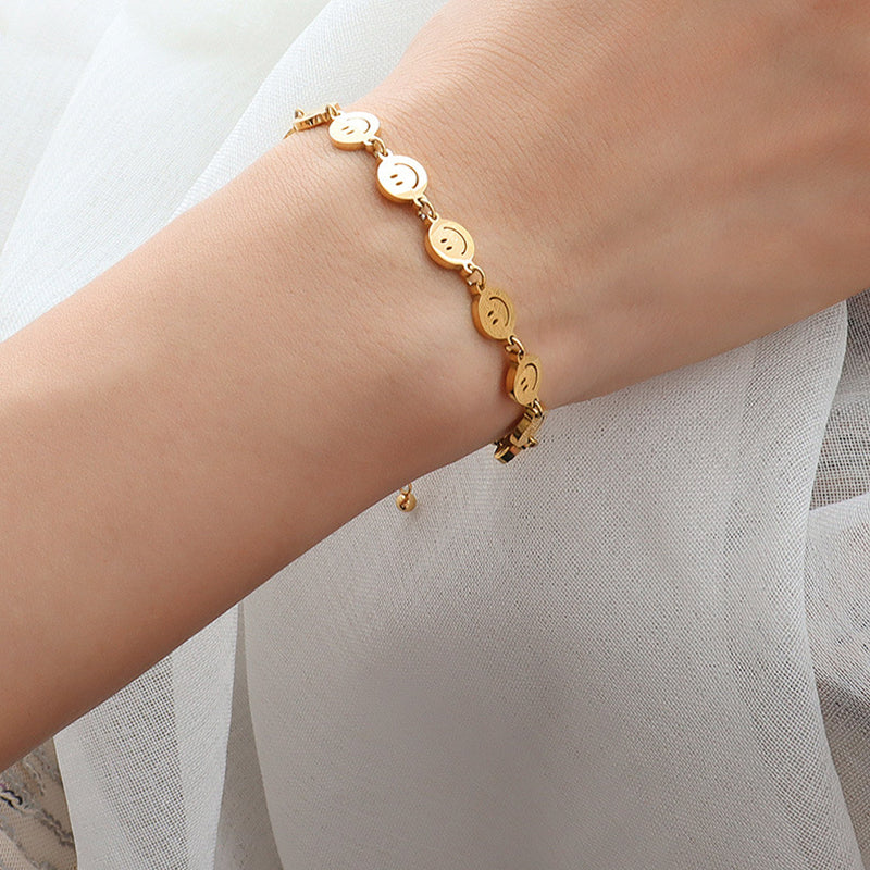 18k Gold Cute Happy Face Bracelet