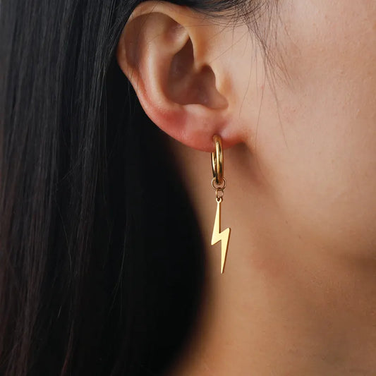18K Gold Plated Lightning Charm Earring