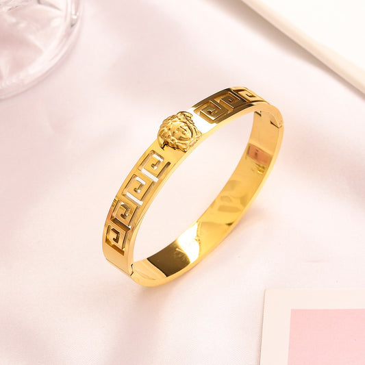 18K Gold Plated Medusa Bangle