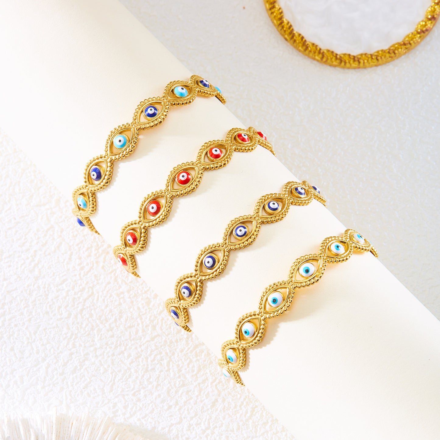18K Gold Plated Evil Eye Cuff Bangle