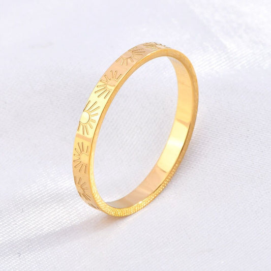 18K Gold Plated Sun Engraved Pattern Band