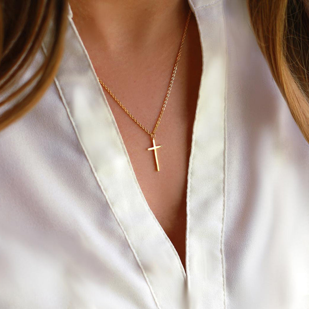 18K Gold Plated Cross Pendant Necklace