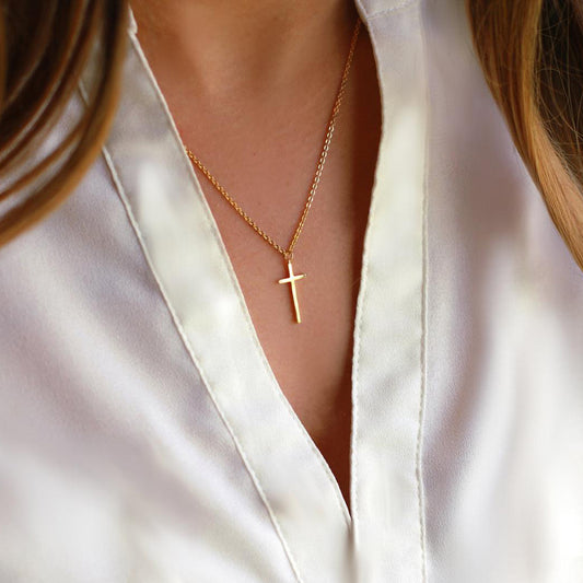 18K Gold Plated Cross Pendant Necklace