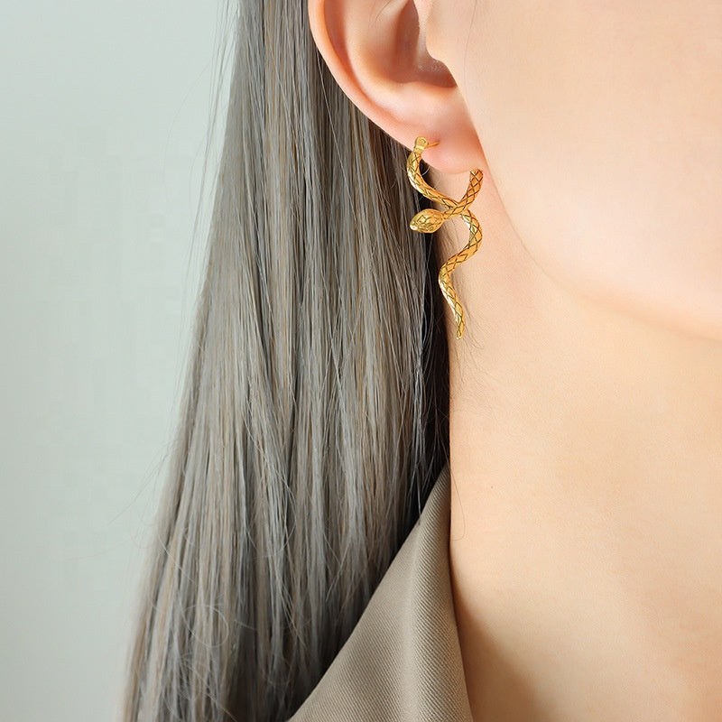 18K Gold Plated Snake Twist Earrings