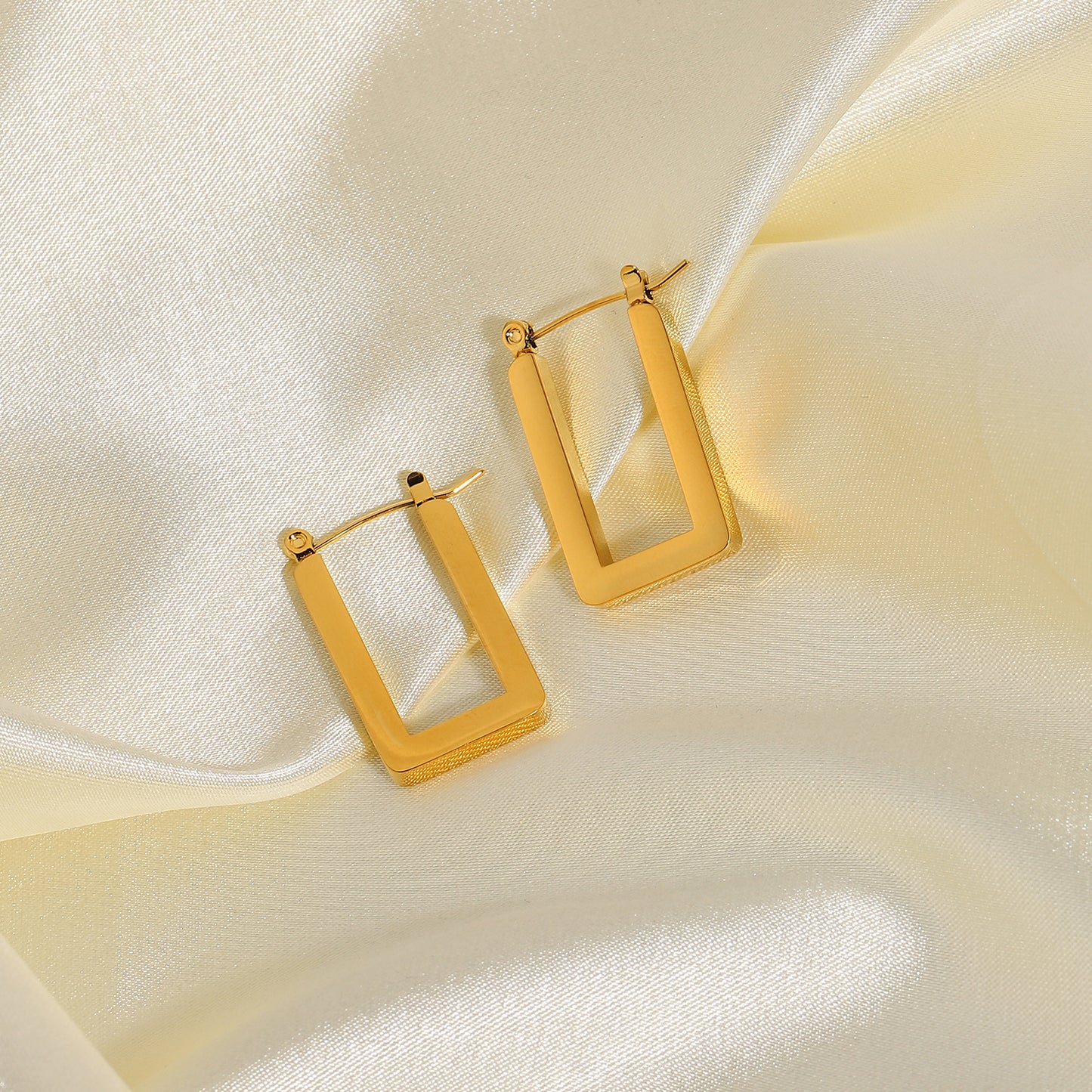 18K Gold Plated Geometric Square U Shape Hoop Earrings