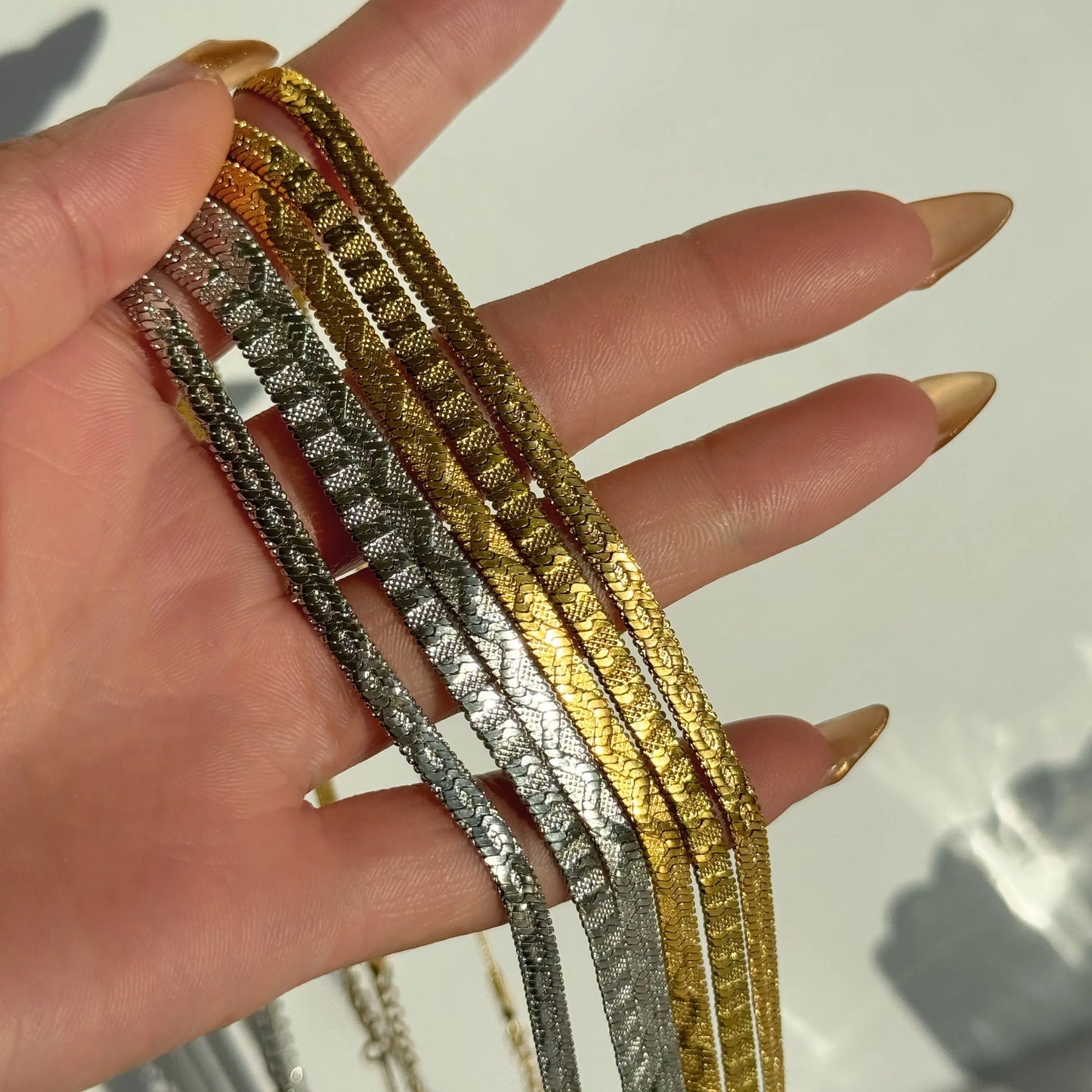 18k Gold Plated Vintage Embossed Flat Necklace