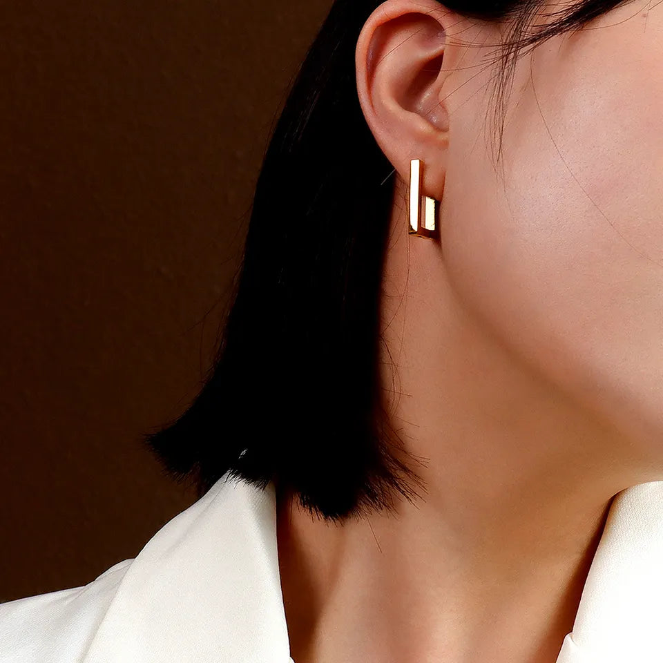 18K Gold Plated Geometric Square Earrings