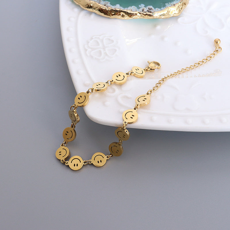 18k Gold Cute Happy Face Bracelet