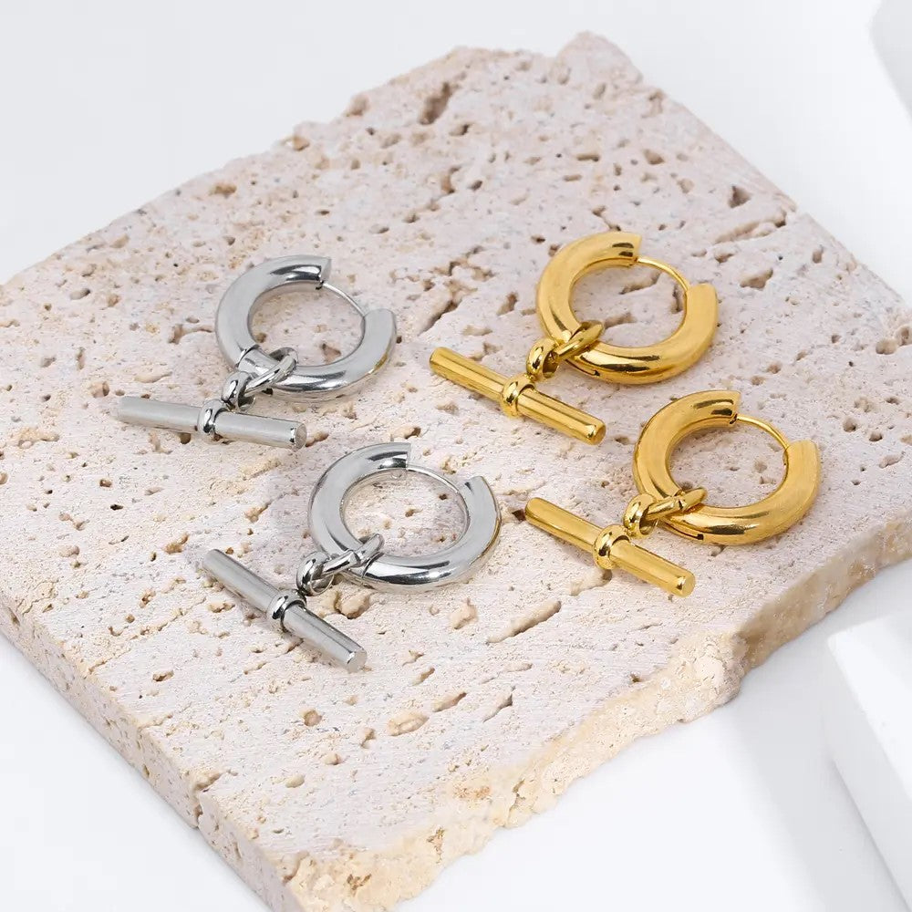 18K Gold Plated OT Huggie Earrings