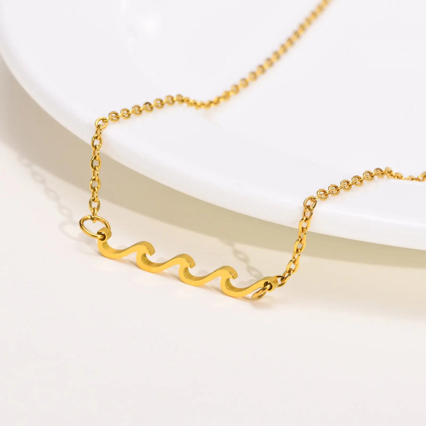 18K Gold Plated Wave Shaped Necklace