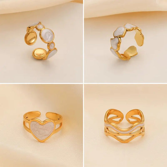 18K Gold Plated Shell Rings (Adjustable)