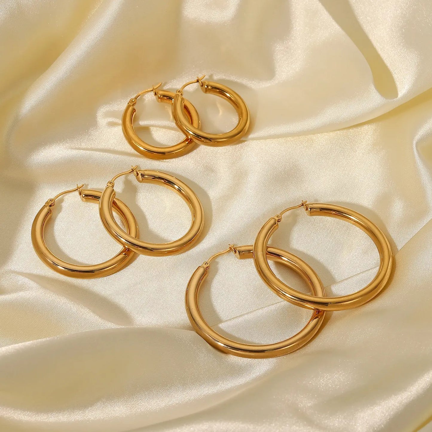 18K Gold Plated Thick Hallow Hoop