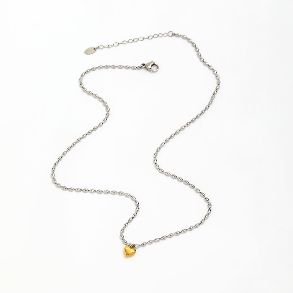 18K Gold Plated Two-Toned Heart Pendant Necklace