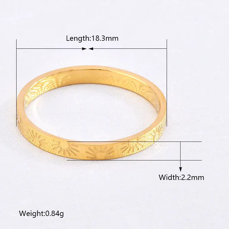 18K Gold Plated Sun Engraved Pattern Band