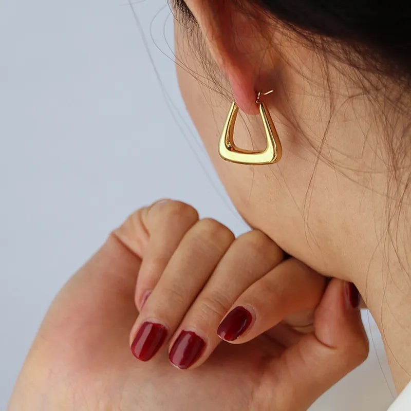 18K Gold Plated Geometric Triangle Hoop