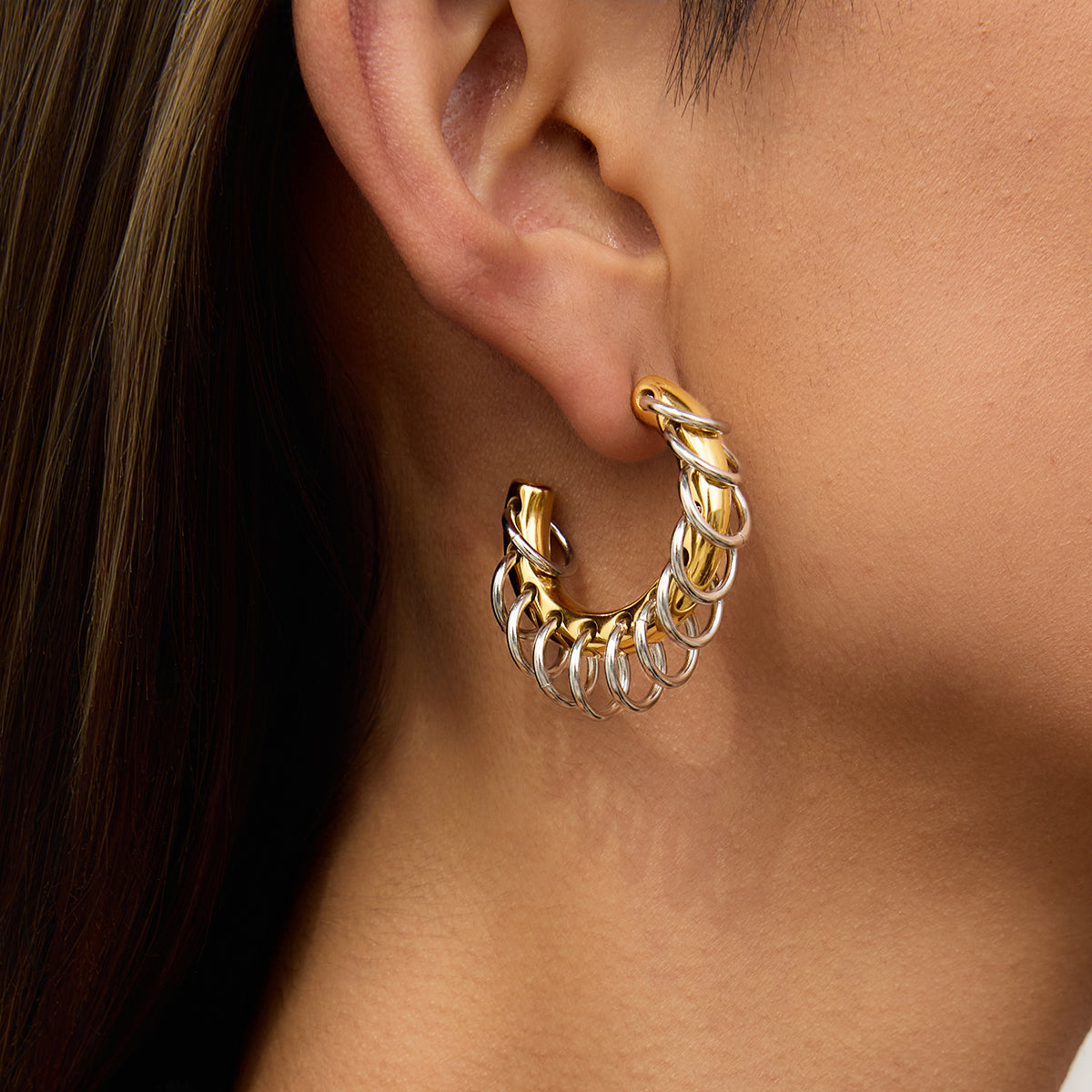 18K Gold Plated Fringe Chunky C Earrings