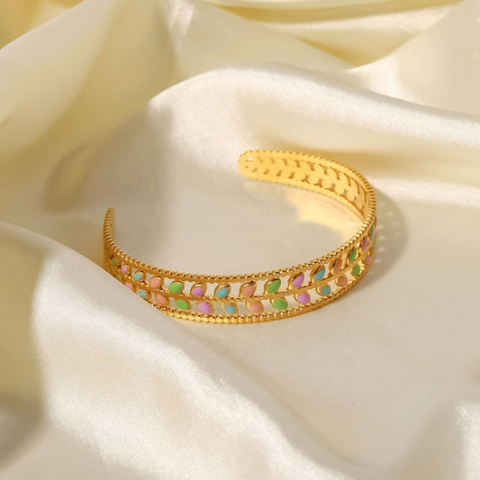 18K Gold Plated Multi Colour Leaf Bangle