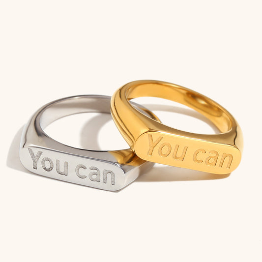 18K Gold Plated YOU CAN Signet Ring