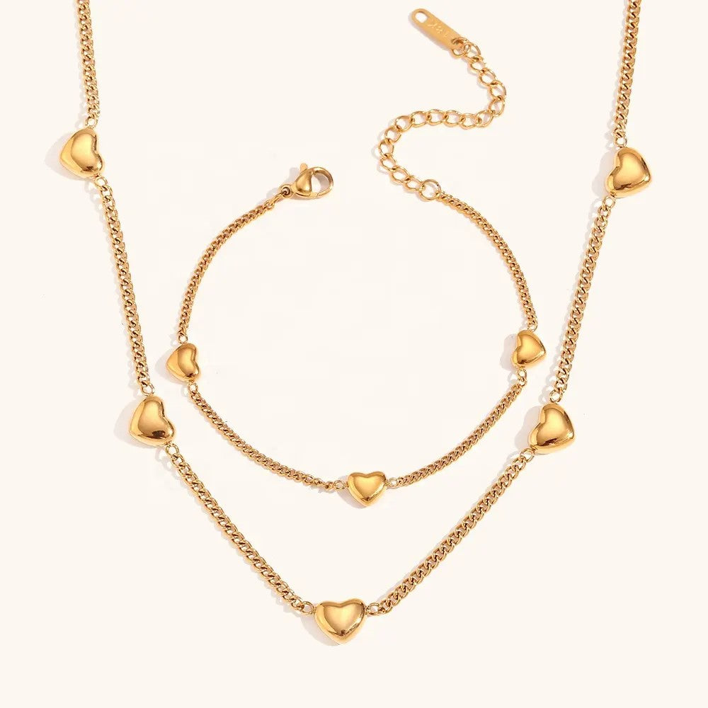 18K Gold Plated Heart Charm Necklace