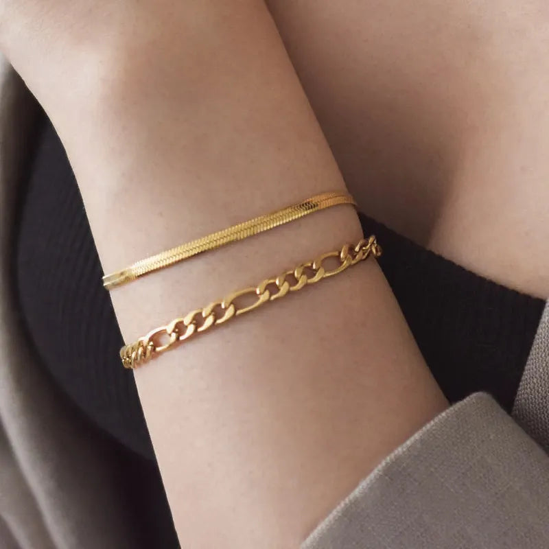 18K Gold Plated Figaro Bracelet