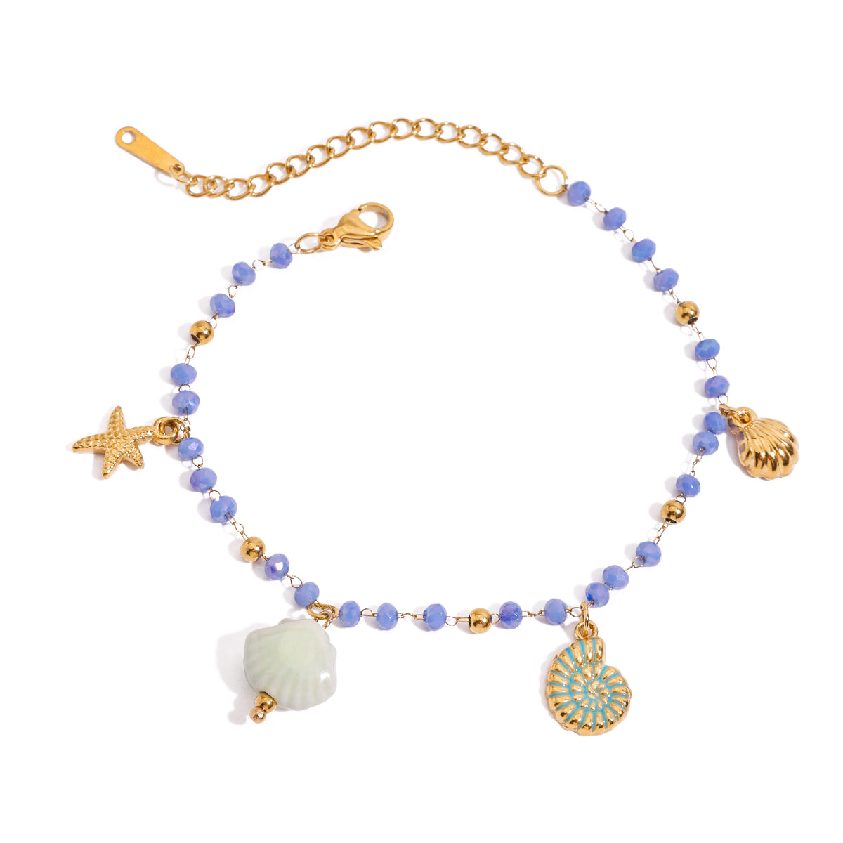 18K Gold Plated Lavender Bead Ocean Bracelet