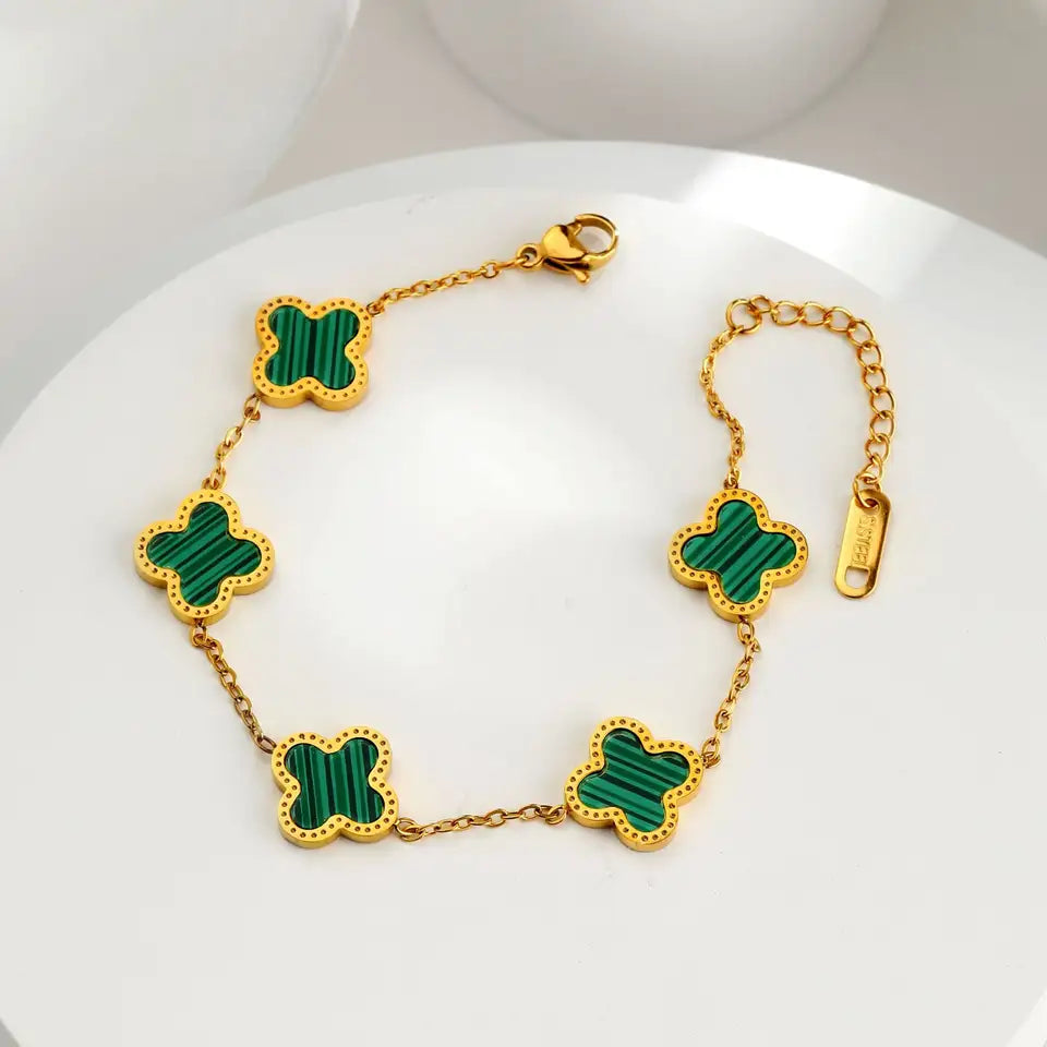 18k Gold Plated Four-Leaf Clover Bracelet