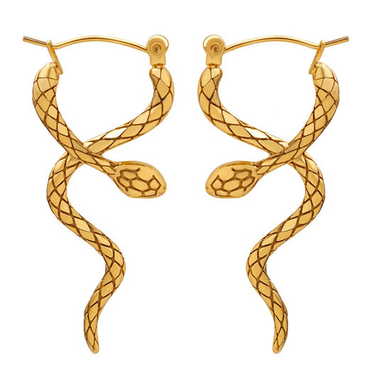 18K Gold Plated Snake Twist Earrings