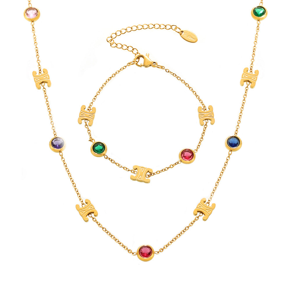 18K Gold Plated Double C Colour Necklace