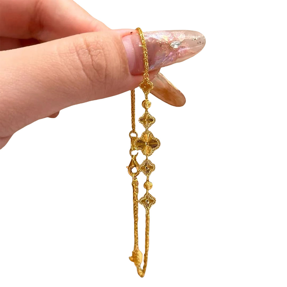 18K Gold Plated Shiny Four Leaf Bracelet