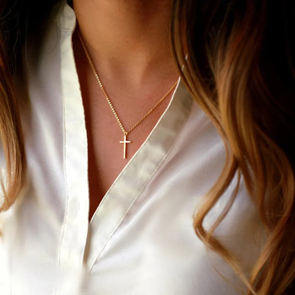 18K Gold Plated Cross Pendant Necklace