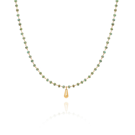 18K Gold Plated Rice Bead Teardrop Necklace