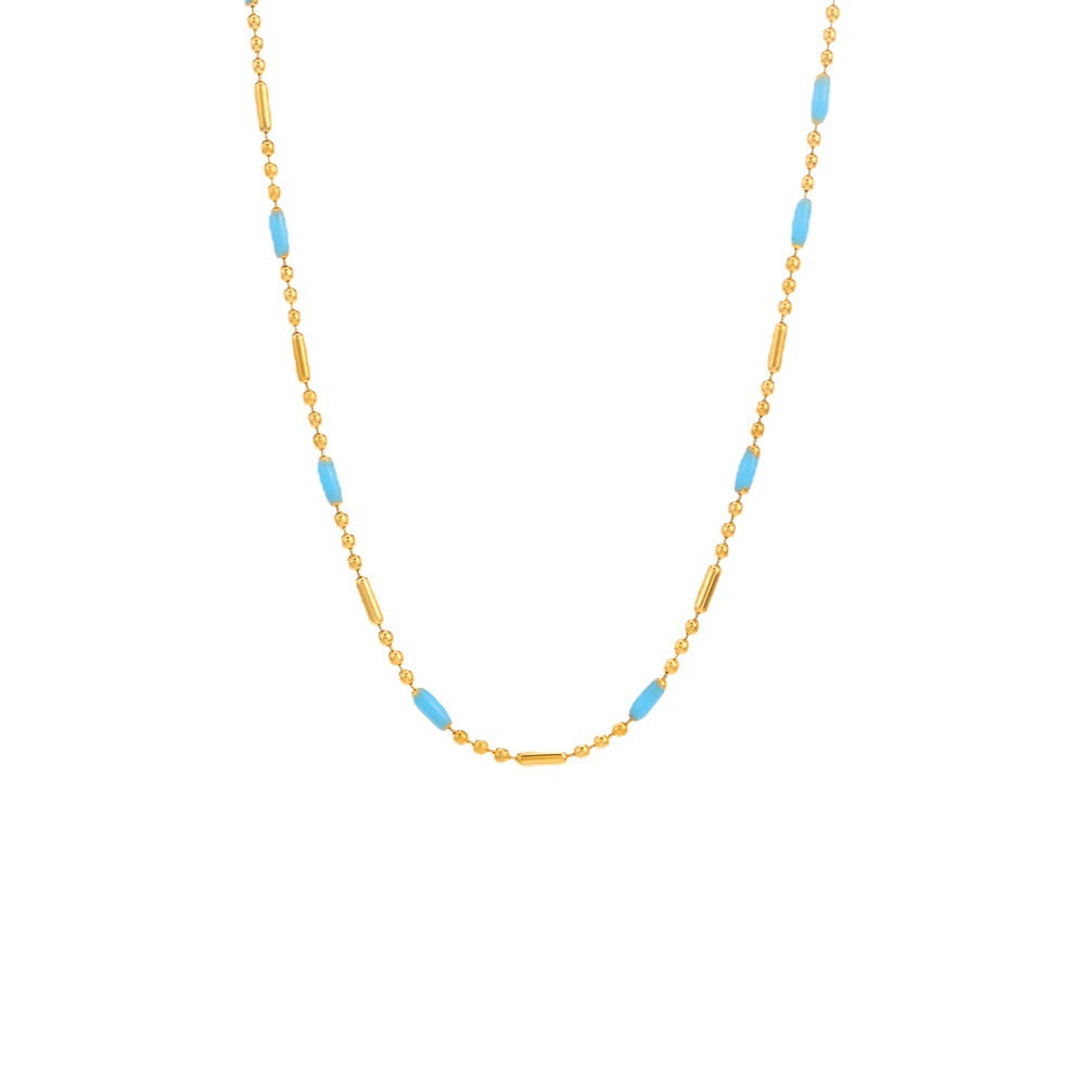 18K Gold Plated Turquoise Beaded Necklace