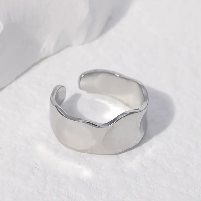 18K Gold Plated Wide Irregular Open Ring (Adjustable)