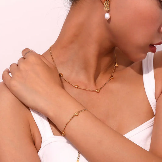 18K Gold Plated Heart Charm Necklace