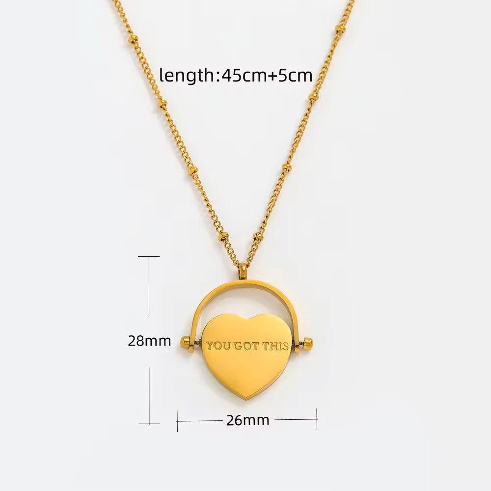 18K Gold Plated Keep Going Heart Pendant Necklace