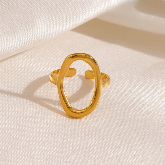 18K Gold Plated Oval Open Ring (Adjustable)