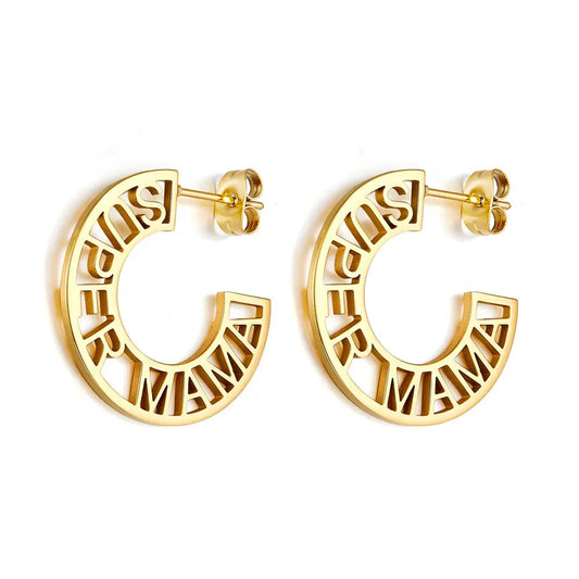 18K Gold Plated SUPER-MAMA Earrings