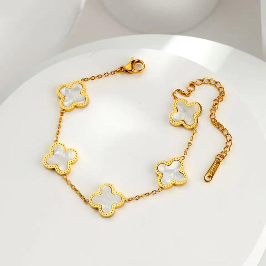 18k Gold Plated Four-Leaf Clover Bracelet