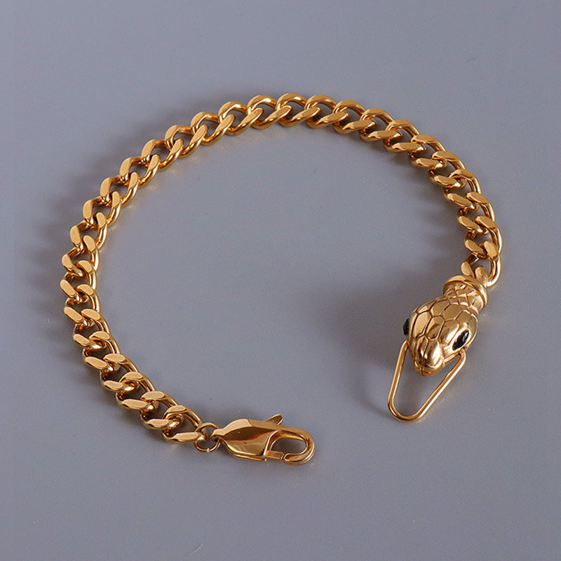 18K Gold Plated Snake Cuban Bracelet