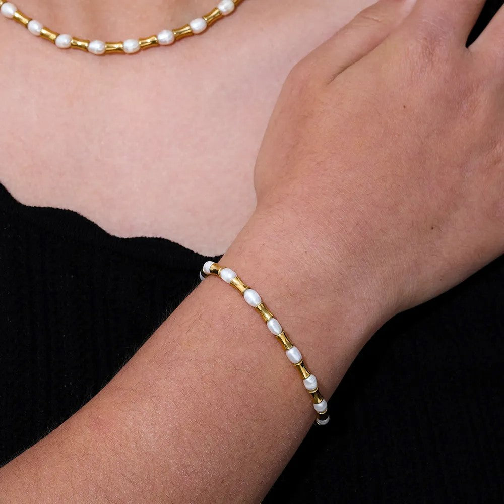 18K Gold Plated Slim Waist Mixed Bracelet